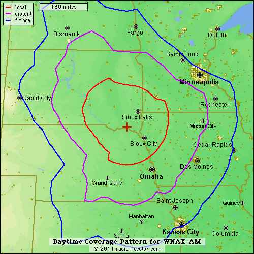 WNAX Daytime coverage